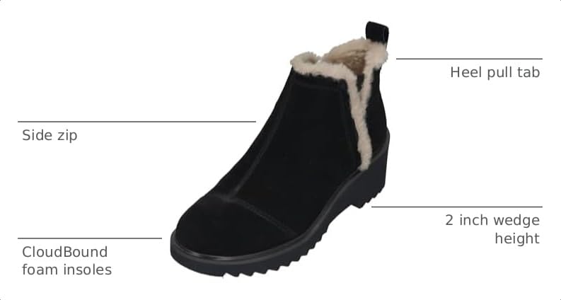 Image of TOMS Women's Maude Wedge Boot, Leather Upper, OrthoLite Insole, Side Zip, Lightweight