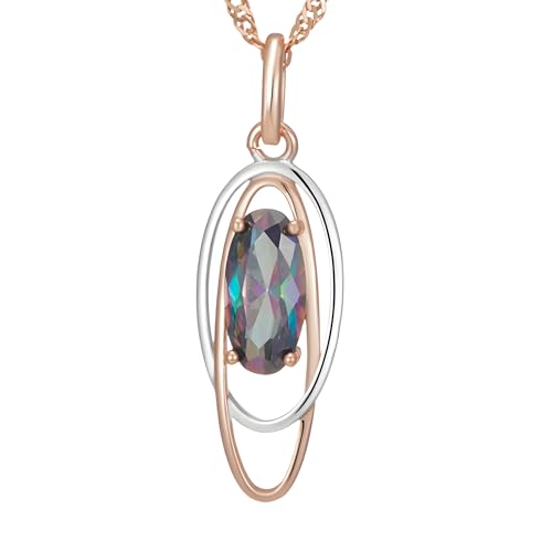 Collier zircon naturel ovale en or rose 585 avec finitions joaillerie haut de gamme