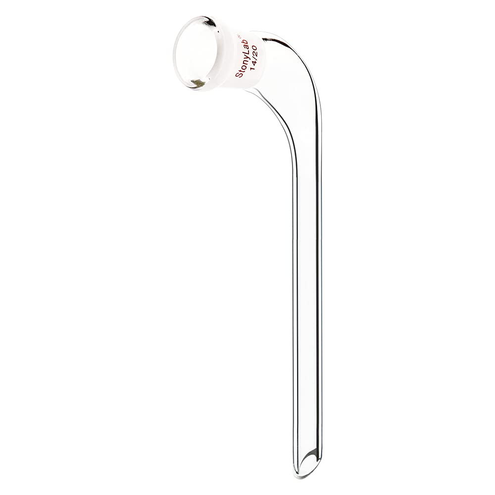 Adaptador de Destilación en Ángulo de 105 Grados, Vidrio de Borosilicato con Junta 14/20 y Tubo de Goteo de 100mm