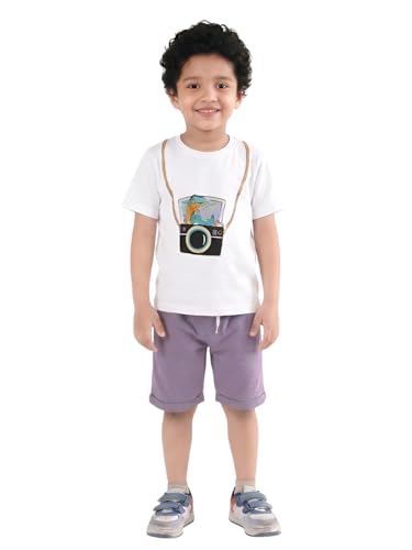 Image of POLKA TOTS 100% Pure Cotton T-Shirt and Shorts Combo For Boys | Summer Dress & Beach Wear for Boys and Toddlers | Breathable Premium Fabric Co-Ord Set Kids | Relaxed Fit Casual Summer Outfit for Kids
