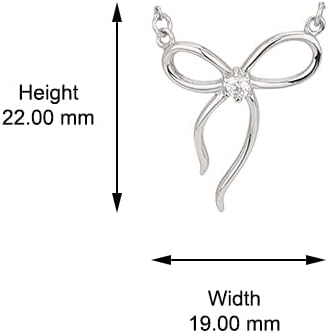 Vanbelle Sterling Silver-Rhodium Plated with 925 Stamp - Cubic Zirconia Stone Studded Sterling Silver Bow Pendant Necklace for Women - Image 3