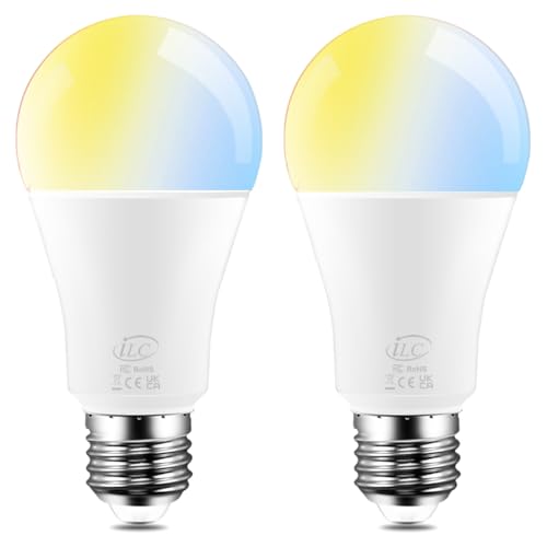 iLC LED Alexa Glühbirne E27, 12W Kompatibel Glühbirne, Kompatibel mit Alexa (Echo-Geräte erforderlich), Warmweiß-Kaltweiß 2700K-6000K (2 Stück)