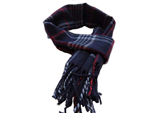 LEGADO Écharpe à motif écossais doux polyester confortable cadeau combinable d'hiver homme et femme chaud sans froid, bleu, Medium Cover
