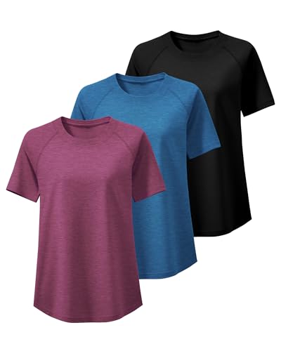 Ficerd 3 Pack Plus Size Tops for Women Casual Crewneck Raglan Sleeve Loose Tunic Tee Summer Basic Workout T Shirts XL-5XL2