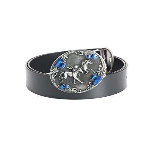 Western Belt, Horse Buckle Leather Belt for Men