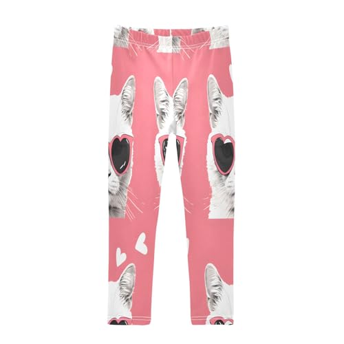 Toddler Girls Leggings Printed Yoga Pants Leggings Black Glasses Cat for Kids