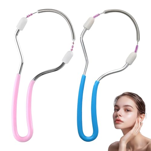 2 Stück Gesichtsepilierer, Haarentfernung Gesicht Damen, Frühlings Gesichtsepilierer, Manueller Tragbarer Epilierer, Edelstahl Gesichtshaarentferner für Gesichtshaarentfernung, Stirn, Wange, Oberlippe