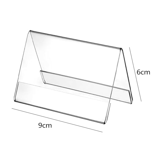 10 Stück Acryl Tischaufsteller, 9x6 cm Namensaufsteller Tisch Wiederverwendbare, Dachform Doppelseitige Tischaufsteller für Namensschild und Preisschild