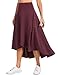 THE GYM PEOPLE Women's High Waist Flowy Maxi Skirts Ruffle High Low Hem Asymmetric Wrap Long Skirt Built-in Shorts Dark Red