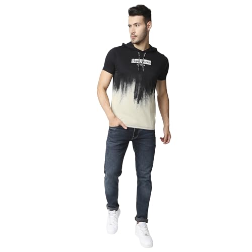 Image of Pepe Jeans Men's Cotton Printed Loose Fit T-Shirt with Hood