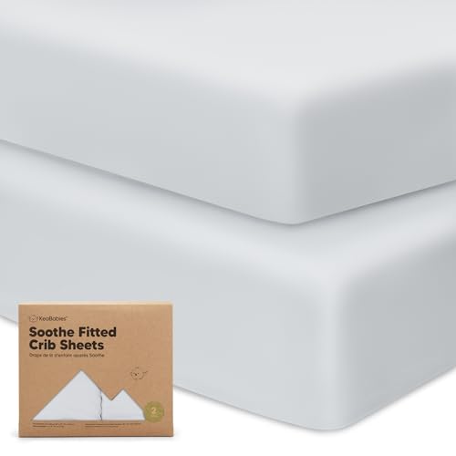 Image of KeaBabies 2-Pack Organic Crib Sheets for Boys, Girls - 52x28 Fitted Crib Mattress Sheet Neutral, Breathable Jersey Cotton Cover for Baby Bed, Toddler Mattress, Soft & Cute Prints (Hazy)