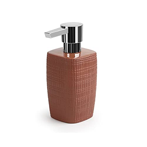 Dispensador de jabón de cerámica, dispensador de jabón líquido recargable, para baño, cocina, encimera, dispensador de jabón manual, dispensador de jabón para platos de 13 onzas/370 ml (color: rojo)
