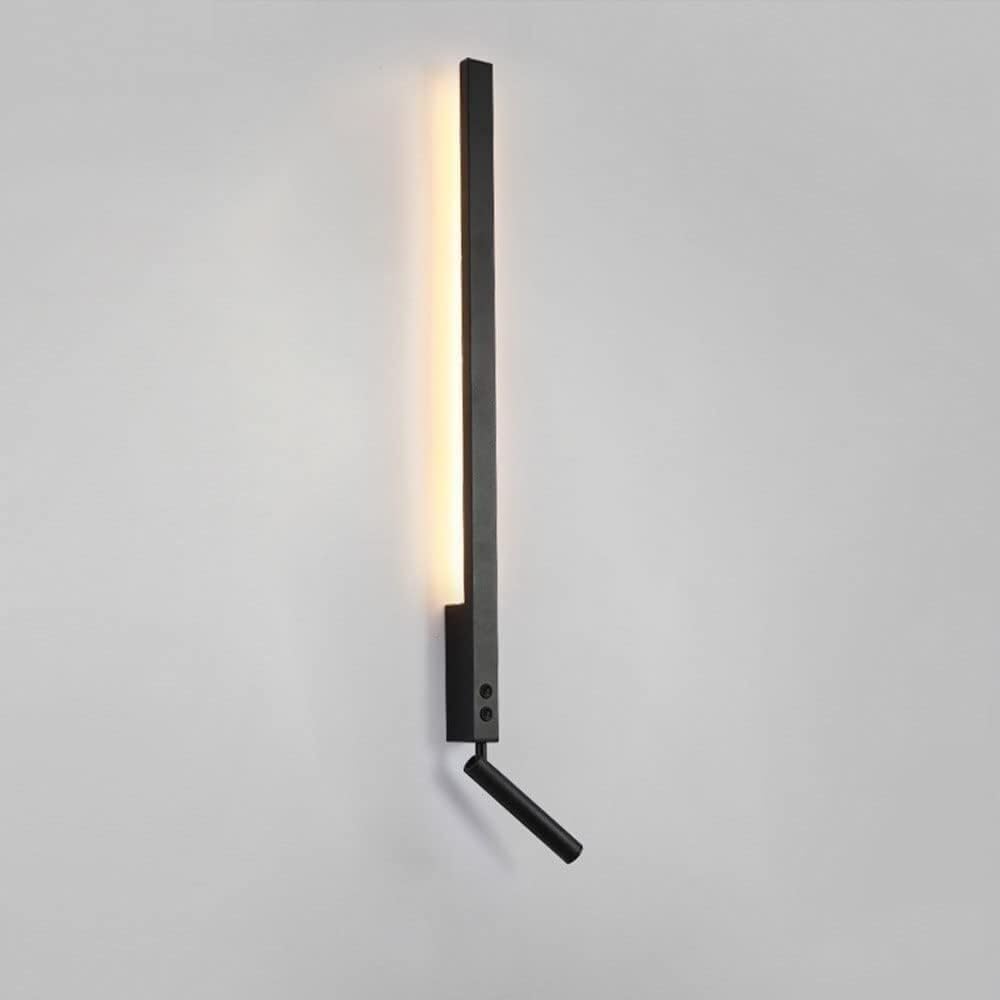HCZKIUJY Wall Lantern Modern Simple Linear Wall Lamp Long LED Wall Light Black Indoor Decor Wall Sconce Compatible with Bedroom Bedside,Kitchen Light (70mm)