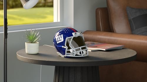 Image of NFL Echo Dot Bundle: Includes Echo Dot | Deep Sea Blue and Limited-Edition NFL Helmet Stand | New York Giants