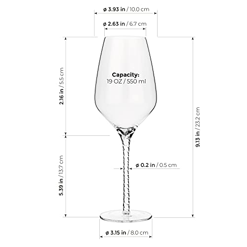 Luxbe - Wine Crystal Glasses 19-Ounce, Set Of 4 - Red Or White Wine Large Glasses - 100% Lead-Free Glass - Pinot Noir - Burgundy - Bordeaux - 550Ml #TOP2