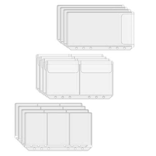 Lurrose 12pcs Binder Pouches for Business Cards Receipts Loose Leaf Bags Document Filing Folders Inserts Lightweight Storage