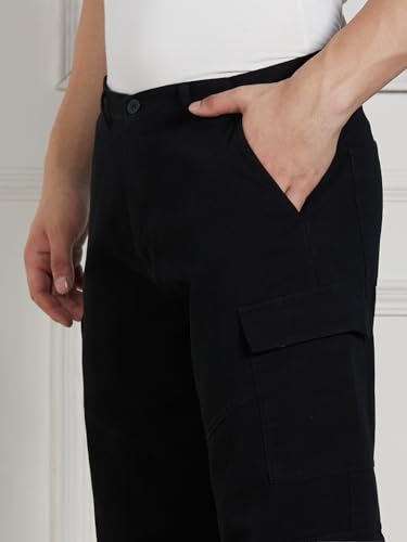 Image of Dennis Lingo Men Cotton Lycra Solid Stretchable Cargo Trousers