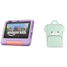 تتضمن حزمة Amazon Fire 7 Kids Tablet Sleeve Bundle جهاز Amazon Fire 7 Kids اللوحي بسعة 16 جيجابايت وحقيبة حمل أرجوانية وأكسولوتل