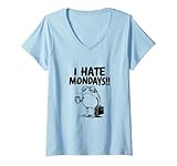Photo Gallery donna i hate mondays - rana divertente con valigetta e caffè maglietta con collo a v Photo Gallery donna i hate mondays - rana divertente con valigetta e caffè maglietta con collo a v