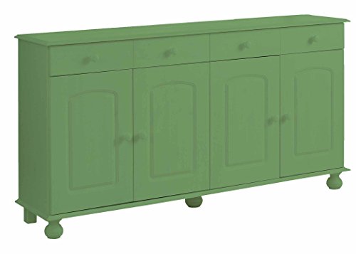Image of APRODZ Solid Wood Sideboard Cabinet for Living Room | Wooden Storage Cabinet with 3 Drawers & 3 Doors | Kitchen Crockery Cabinet | Drawer Cabinet for Dining Room Bedroom | 161x35x79 cm,Mossy Garden
