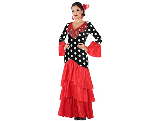 Atosa disfraz flamenca sevillana rojo negro mujer adulto M
