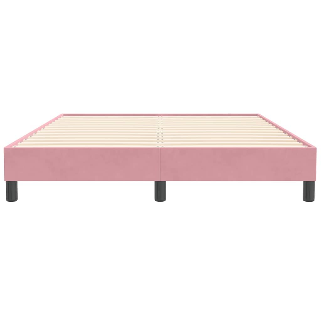 Aksamitne łóżko sprężynowe z listwowym stelażem Różowe 160x210 cm