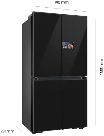 Samsung RM90F67CECEF Bespoke French Door Kühlschrank, 185 cm, 654 l, 255 l Gefriervolumen, AI Home, AI Vision mit integrierter Kamera, Beverage Center, Clean Deep Charcoal