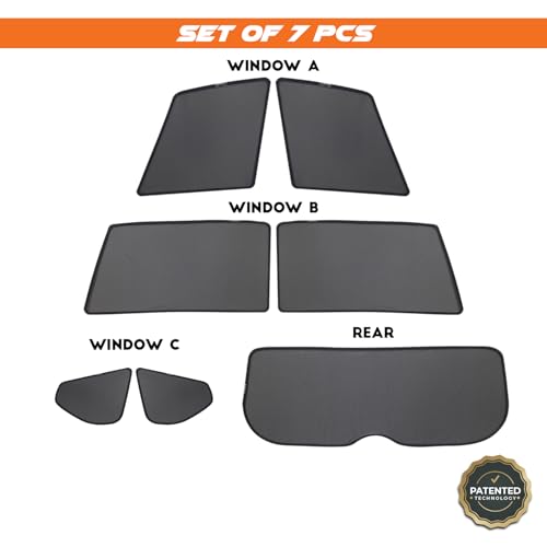 Image of Toyota Innova Hycross Magnetic Sun Shades /Curtains - Set of 7pcs Suitable for Innova Hycross 2023 Onwards