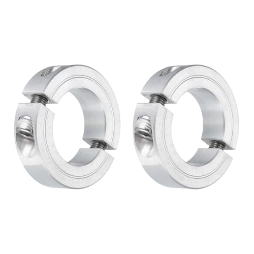 uxcell 2Pcs Double Split Clamp-On Shaft Collar 1-1/8" Bore, Aluminum Alloy