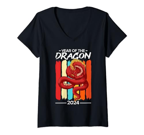 Dragon 2024 Year Of Dragon Lunar New Year 2024 Zodiac Camiseta Cuello V