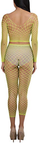 Image of ToBeInStyle Women's Spandex Multi Net Fishnet Set Rave Novelty Party Crop Top & Tights