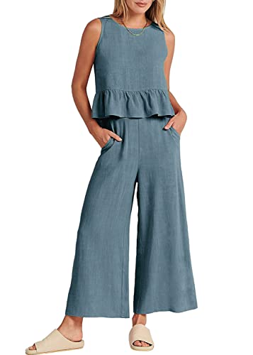 shownicer Damen Langarm Freizeitanzug Oversize Leinen Änzuge Casual...