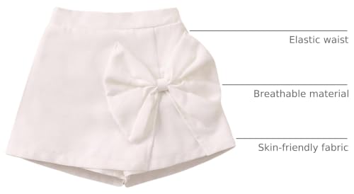 Image of BEAUDRM Girl's Elastic Waist Bow Front Trousers Split Straight Leg Cute Skort