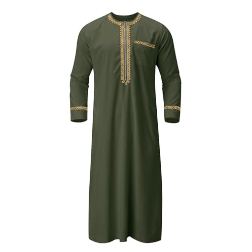 Fxbar Thobe for Men Long Sleeve Muslim Kaftan Thobe Lightweight Islamic Saudi Arabic Robes Ramadan Clothing Dress for Men2