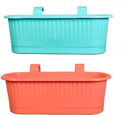 PlantaZee Double Hook Plastic Relining & Wall Plant Container Set Pack of 2 Plastic pot (B09MLPRT2V) Amazon Price History, Amazon Price Tracker