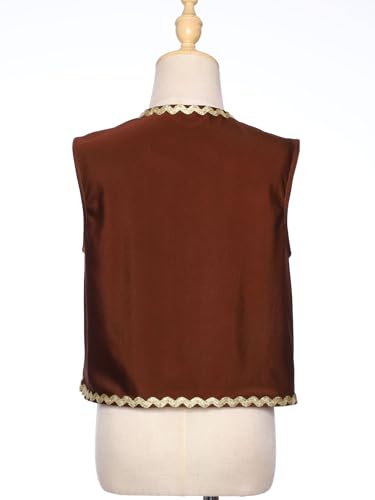 Moily Kids Boys Pirate Vest Skeleton Print Gold Hem Sleeveless Open Front Waistcoat Top Mini Jacket4