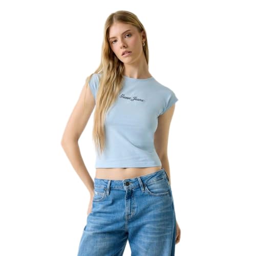 GUESS Jeans W6RI21J1314 Short Sleeve T-Shirt S en coton léger pour femme
