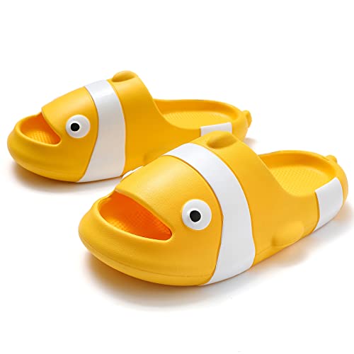 AONETIGER Claquettes Femme Sandales Piscine Pantoufles de Douche Antidérapante Chaussons Homme Ete Semelles Épaisses Chaussons Plage Tongs(Jaune,37/38EU) Cover
