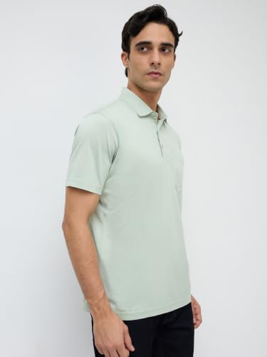 Image of Park Avenue Men Regular Fit Solid Pattern Pure Cotton Polo Neck Half Sleeve Casual T-Shirt