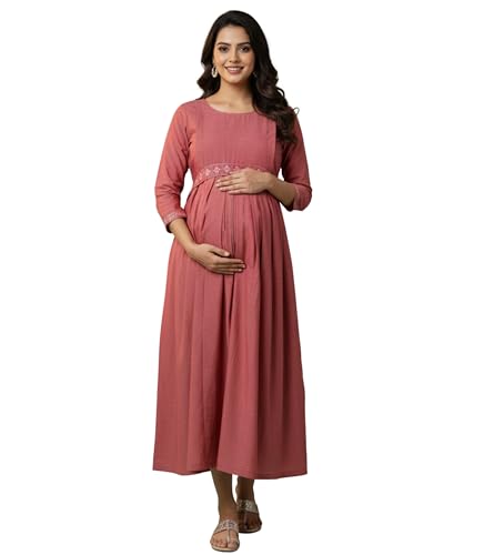Image of DUMMY SHAPE Feeding Kurtis for Women Cotton | Floral Rayon Anarkali Kurta with Dual Nursing Zippers for Pregnancy & Breastfeeding | Maternity Dresses | Gifts for Pregnant Woman