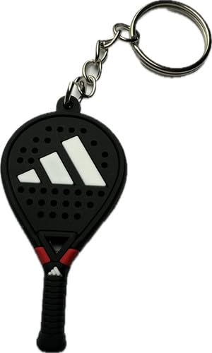 Padel Racquet Keychain with Metal Ring, Black, Red, White Design