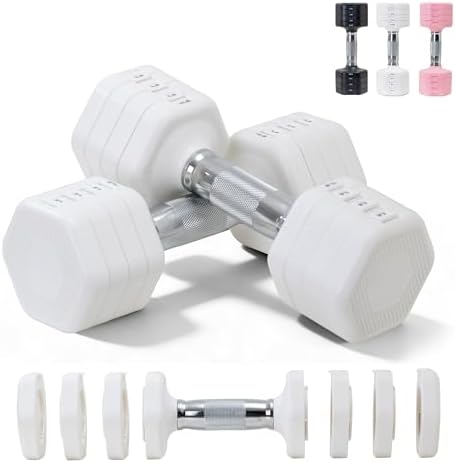 Adjustable Dumbbell Set of 2 Total 20 Lbs 4-in-1 Each 4lb 6lb 8lb...
