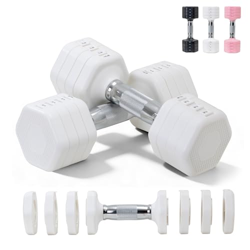 Image of Adjustable Dumbbell Set of 2 Total 20 Lbs 4-in-1 Each 4lb 6lb 8lb 10lb 1s-Adjust Dual-Stable Free Weights for Women Men Home Gym Outdoor Workouts