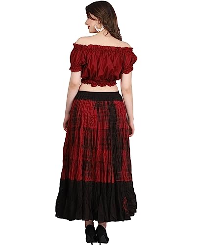 Wevez Women's 25 Yard Casual High Waist Long Maxi Skirt with Elastic Waistband Flared Cotton Skirts for Women 6