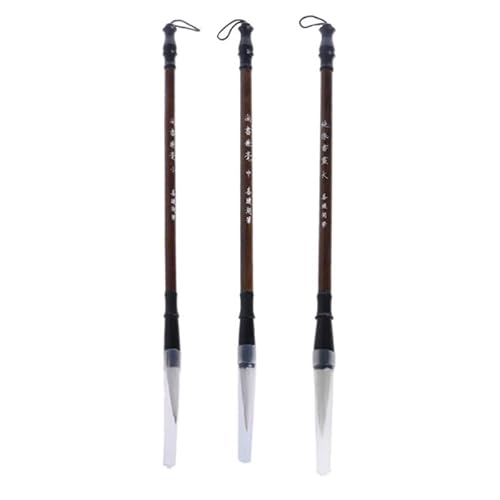 ZOAPDEBCE 中国筆記用ブラシ 3本 中国書道ブラシ ペン オオカミの毛 筆記用ブラシ 木製ハンドル (L)