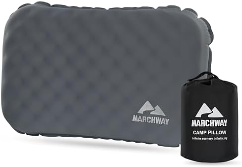 MARCHWAY Travesseiro inflável para acampamento com parte superior...