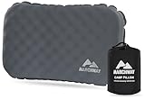 MARCHWAY Inflatable Camping Pillow with Soft Foam Top & TPU Air Bladder, Dual-Sided Support for All-Season, Lightweight Compact Travel Pillow for Hiking, Backpacking, Airplane, Car (Grey)