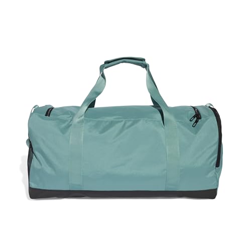 Image of adidas Unisex Essentials Linear Duffel Bag, Powder Teal /Black /White, M