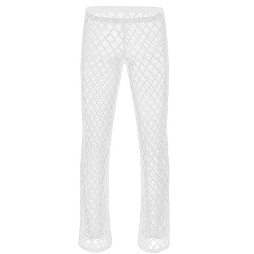 Mens Mesh Sheer See Through Long Pants Loose Fishnet Pants Club Party Underwear2