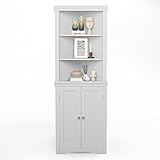 JUMMICO Corner Cabinet Corner Bathroom Cabinet with 2 Doors and 3 Tier Shelves Free Standing Corner Storage Cabinet for Bathroom, Living Room, Bedroom or Kitchen (White)